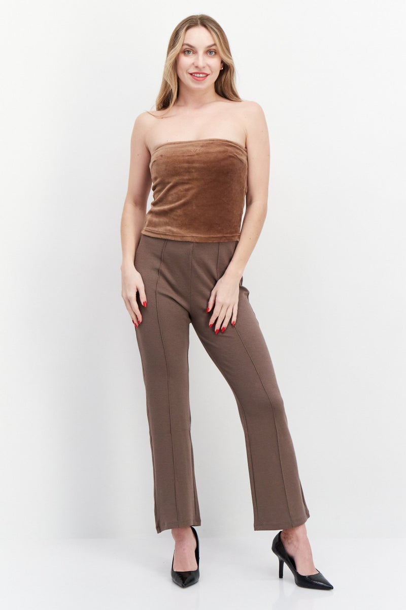 Misfit Women Straight Across Strapless Textured Tops, Brown - Image 2